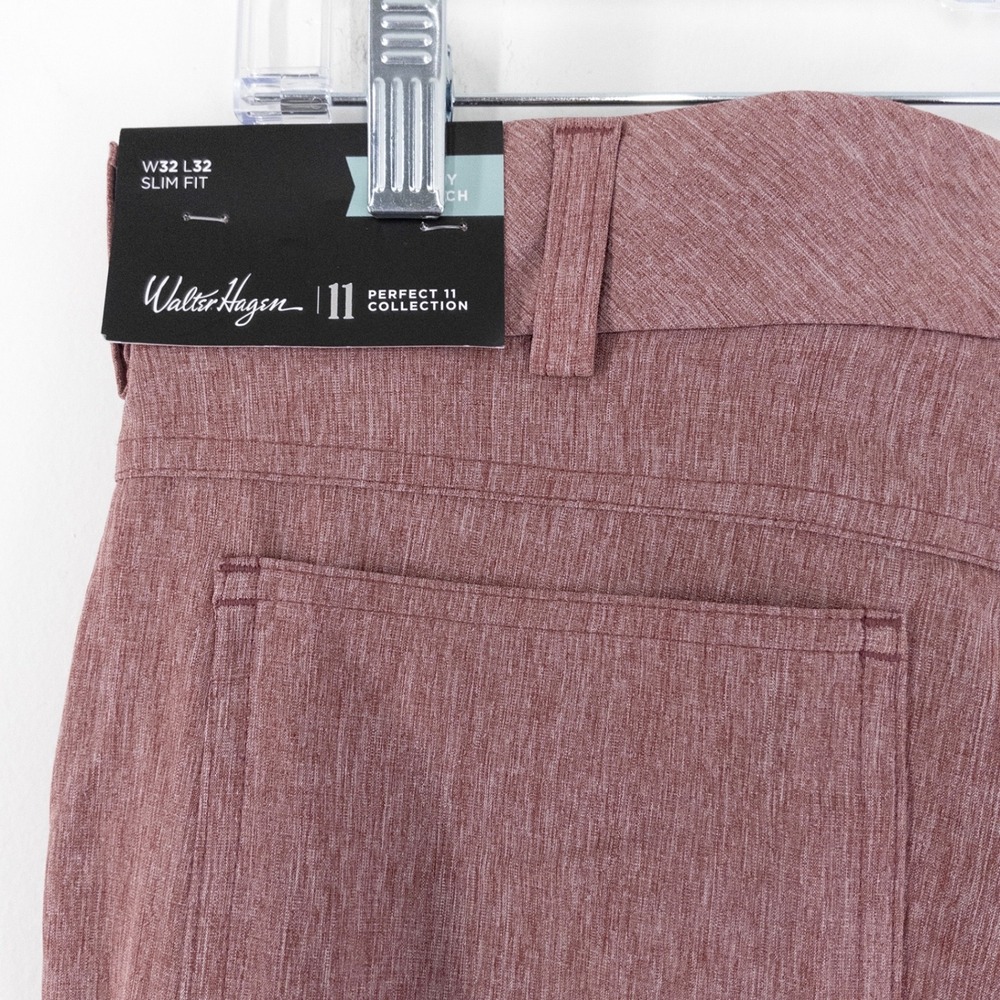 Walter Hagen Mens Perfect 11 Golf Pants 32x32 Slim Fit 4-Way Stretch Red Heather